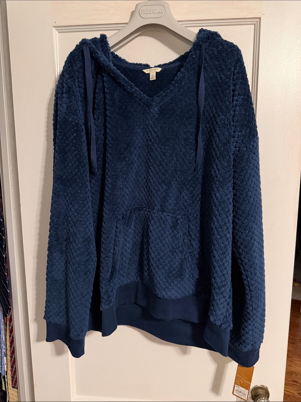 Sonoma Navy Plush Hooded Pullover